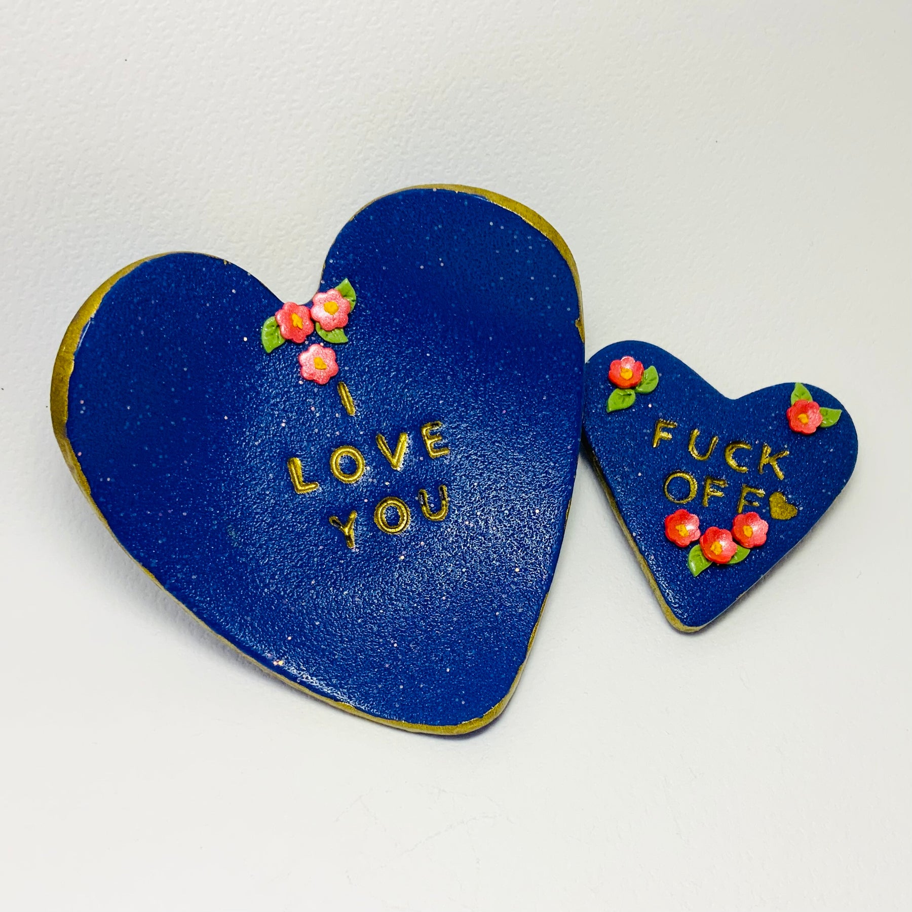 SWEET & SALTY Heart Gift Set | Polymer Clay Trinket Dish & Magnet | Cute but Sweary Gift | Handmade Decor