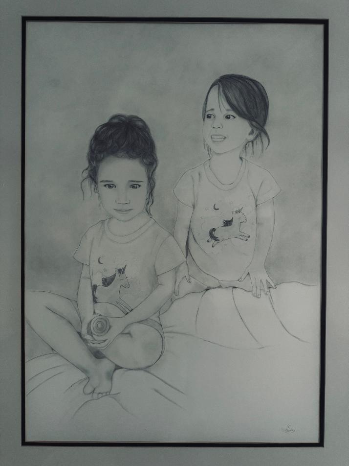 Commissioned custom portrait, hand drawn