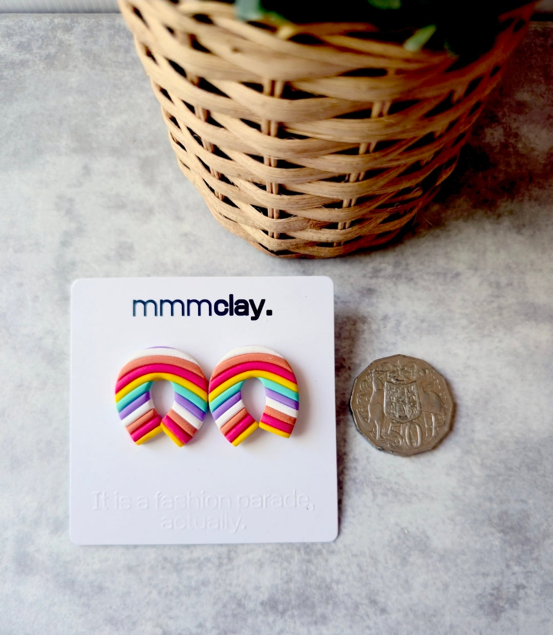 Rainbow Arch Polymer Clay Stud Earrings