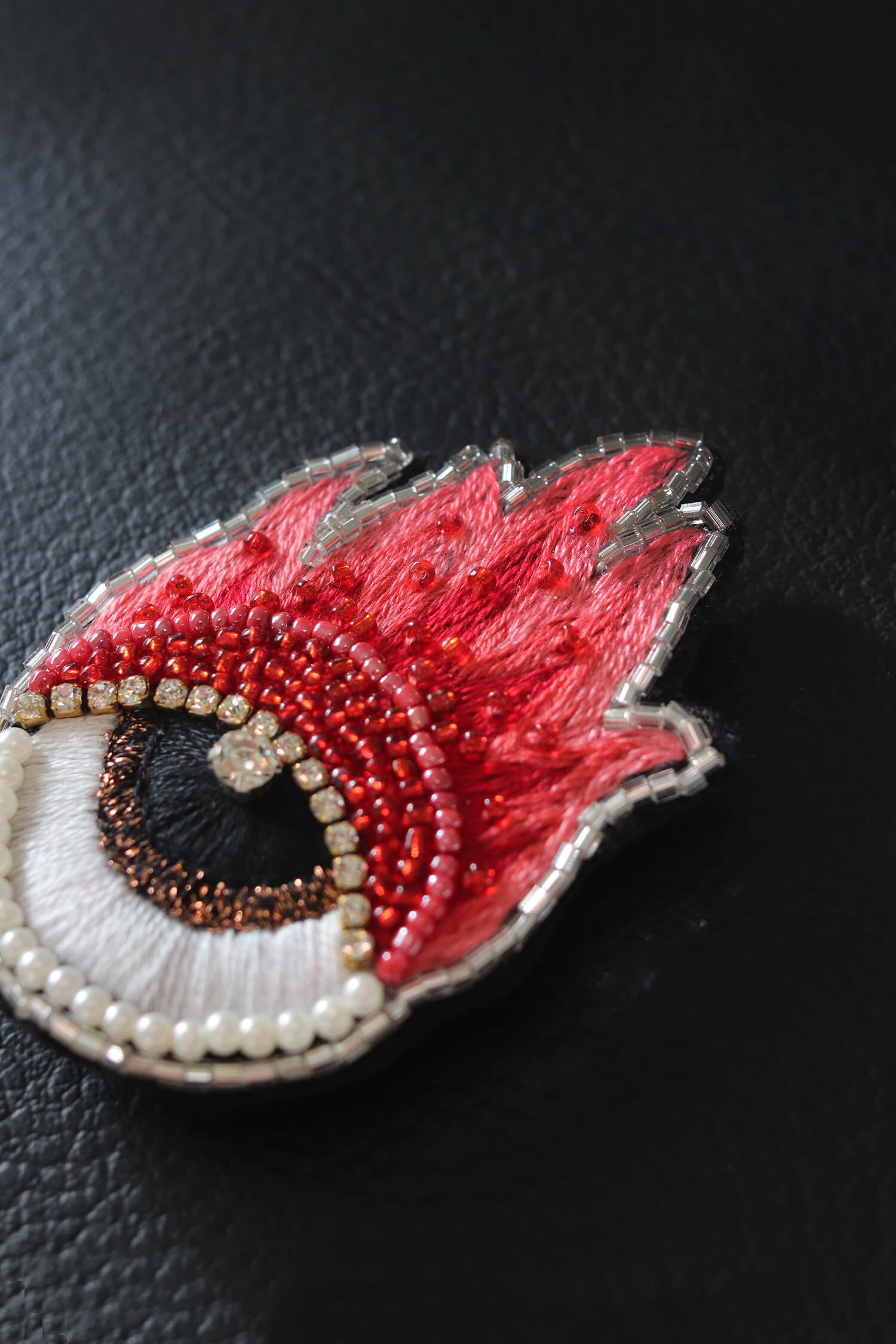 Beaded Fire Eye Brooch