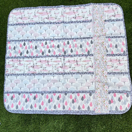 Handmade Organic Fabric Tummy Time Mat | Pink and Grey