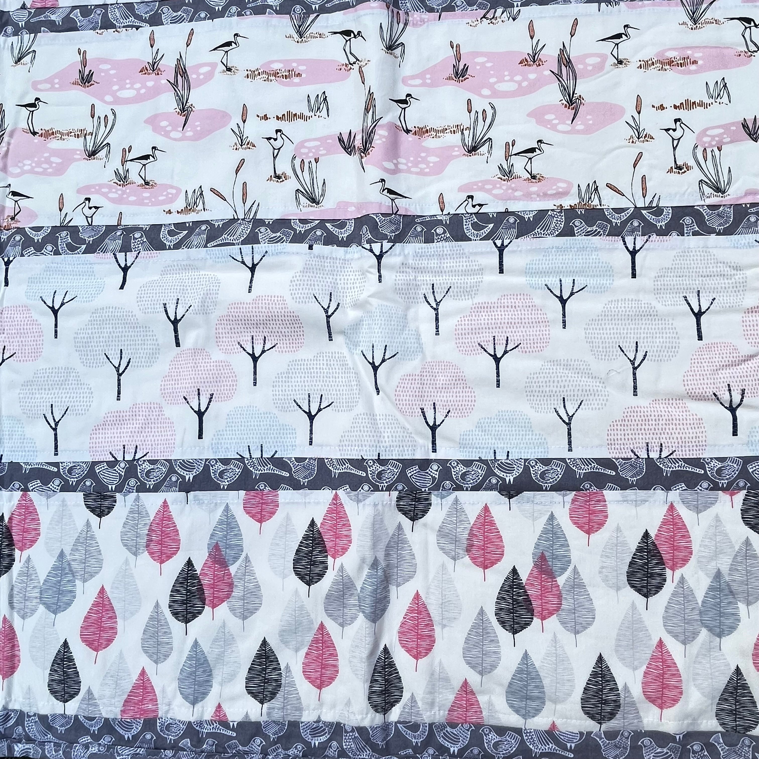 Handmade Organic Fabric Tummy Time Mat | Pink and Grey