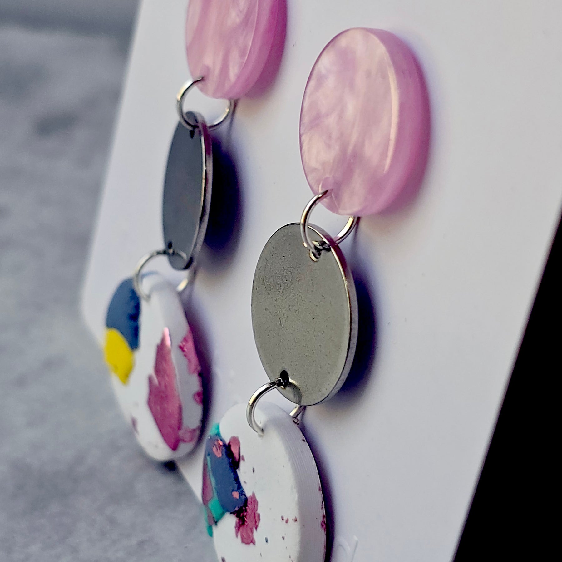 Blush Pink Terrazzo Polymer Clay Drop Earrings