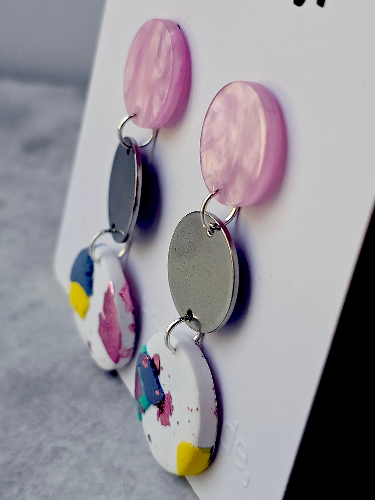 Blush Pink Terrazzo Polymer Clay Drop Earrings