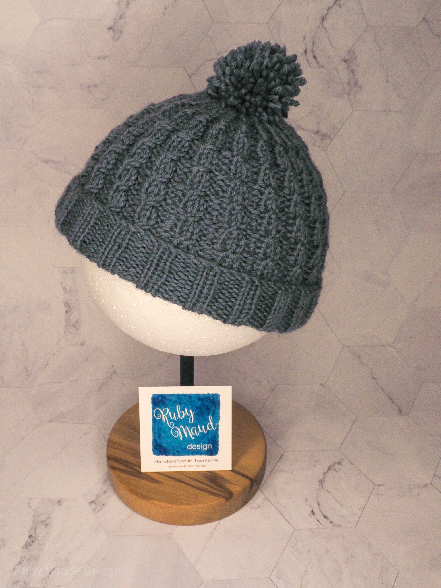 Baby Cabled Beanie - Baby Blue