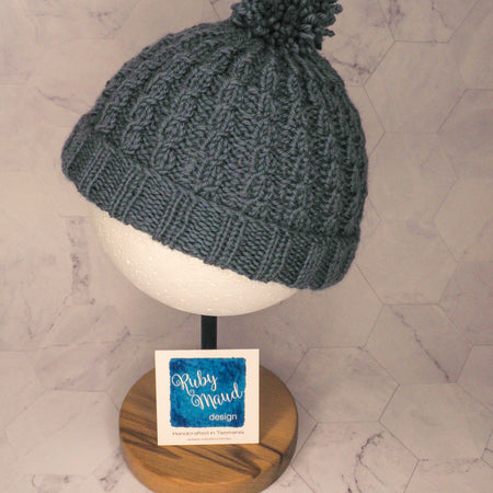 Baby Cabled Beanie - Baby Blue