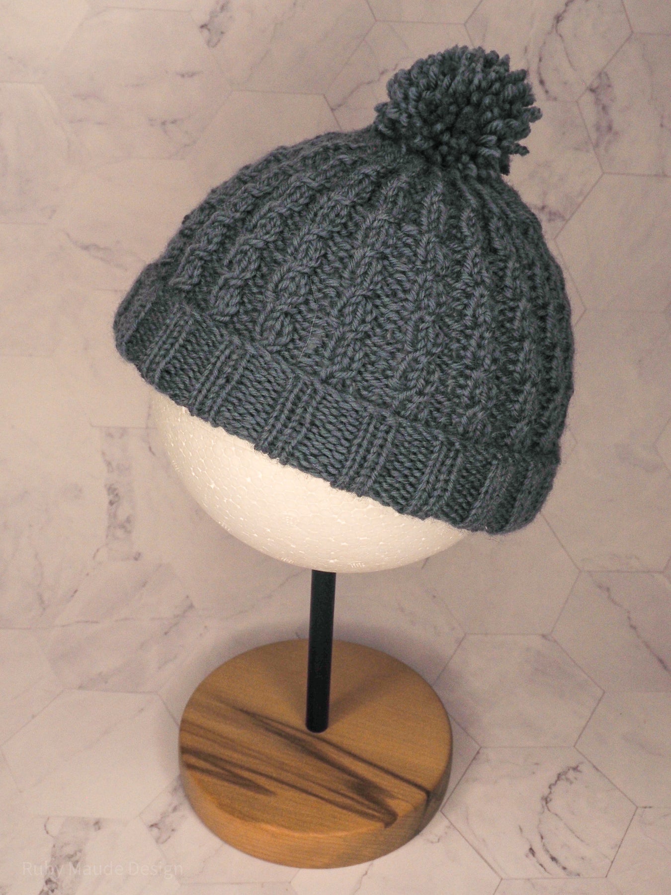 Baby Cabled Beanie - Baby Blue