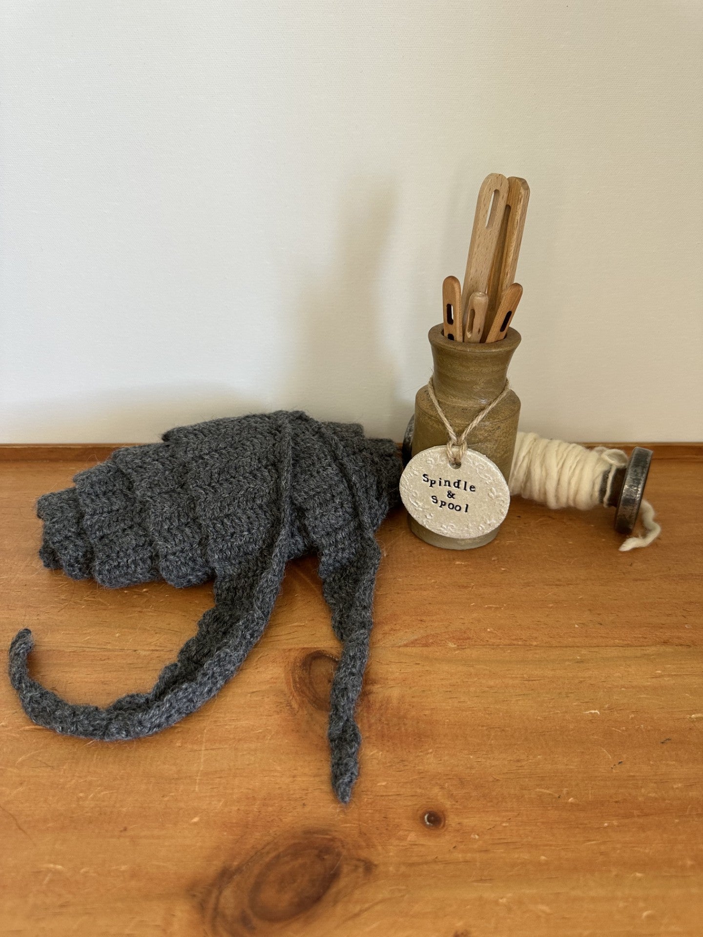 Crocheted Alpaca Scarves - Grey & Charcoal