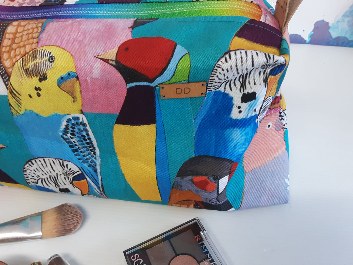 Handmade Zippered Pouch, Large Pencil Case for School or Work,  Waterproof Lined Makeup Bag