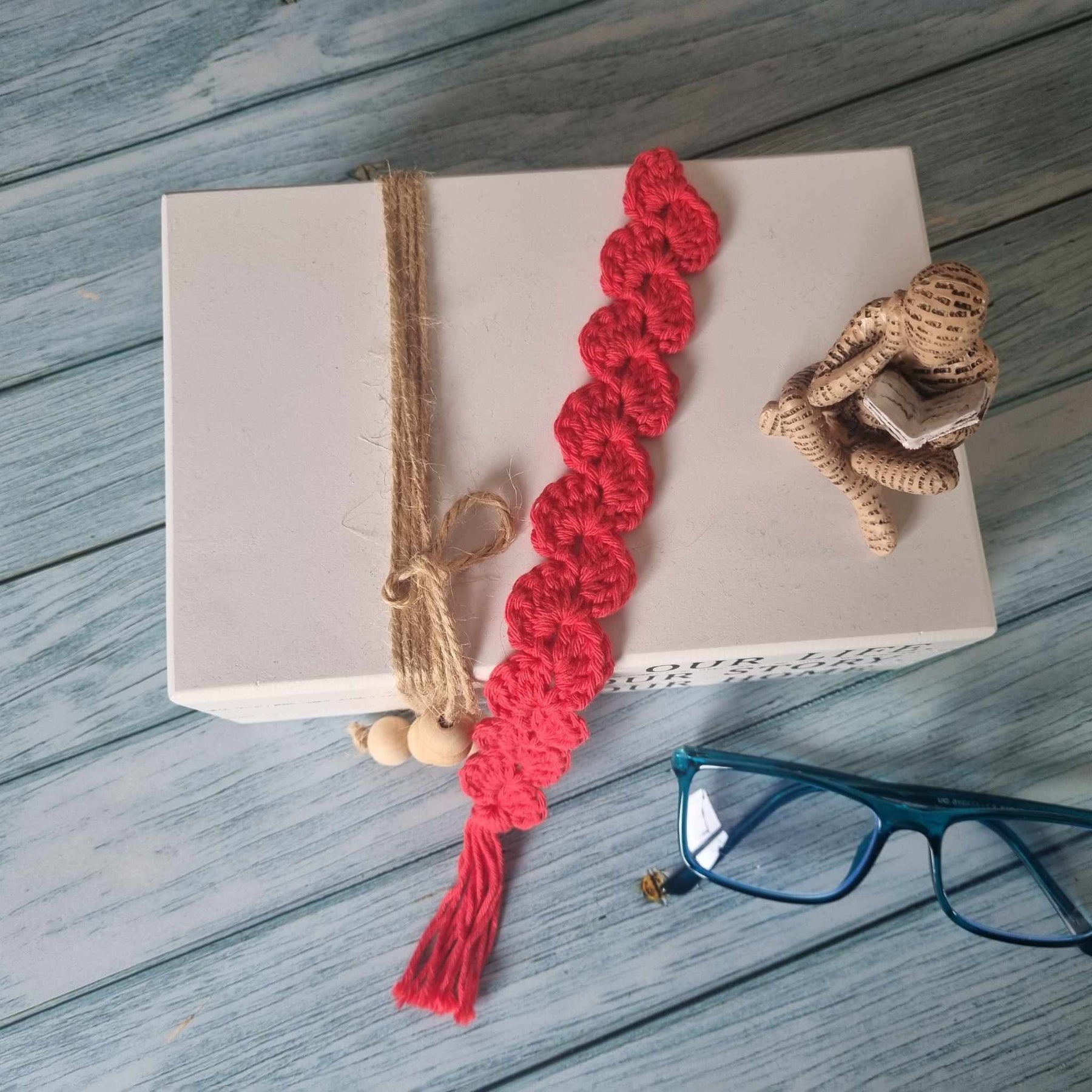 Crochet Bookmark | Blue | Aqua | Peach | Handmade