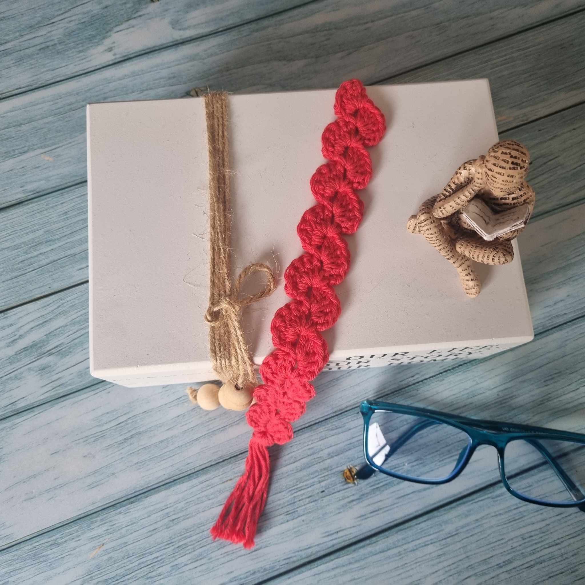 Crochet Bookmark | Blue | Aqua | Peach | Handmade