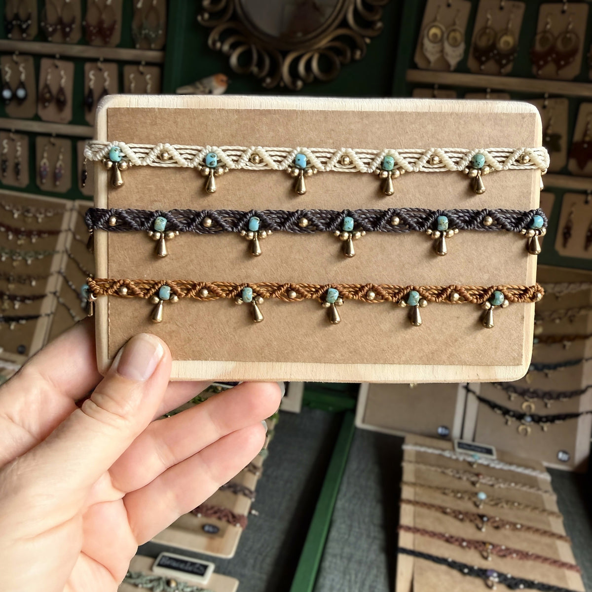 Micro Macrame Boho Zigzag Anklet