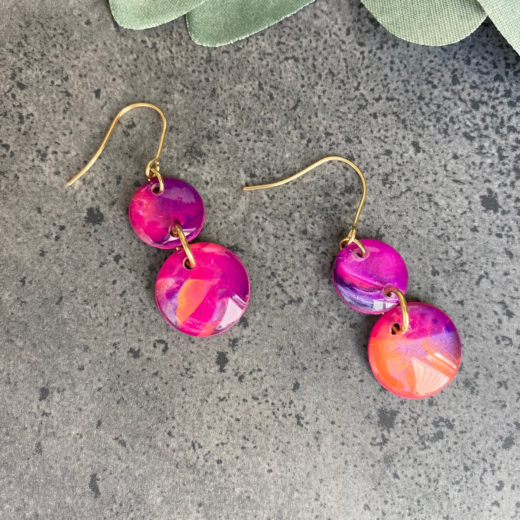 Stunning Cerise Copper Purple Earrings