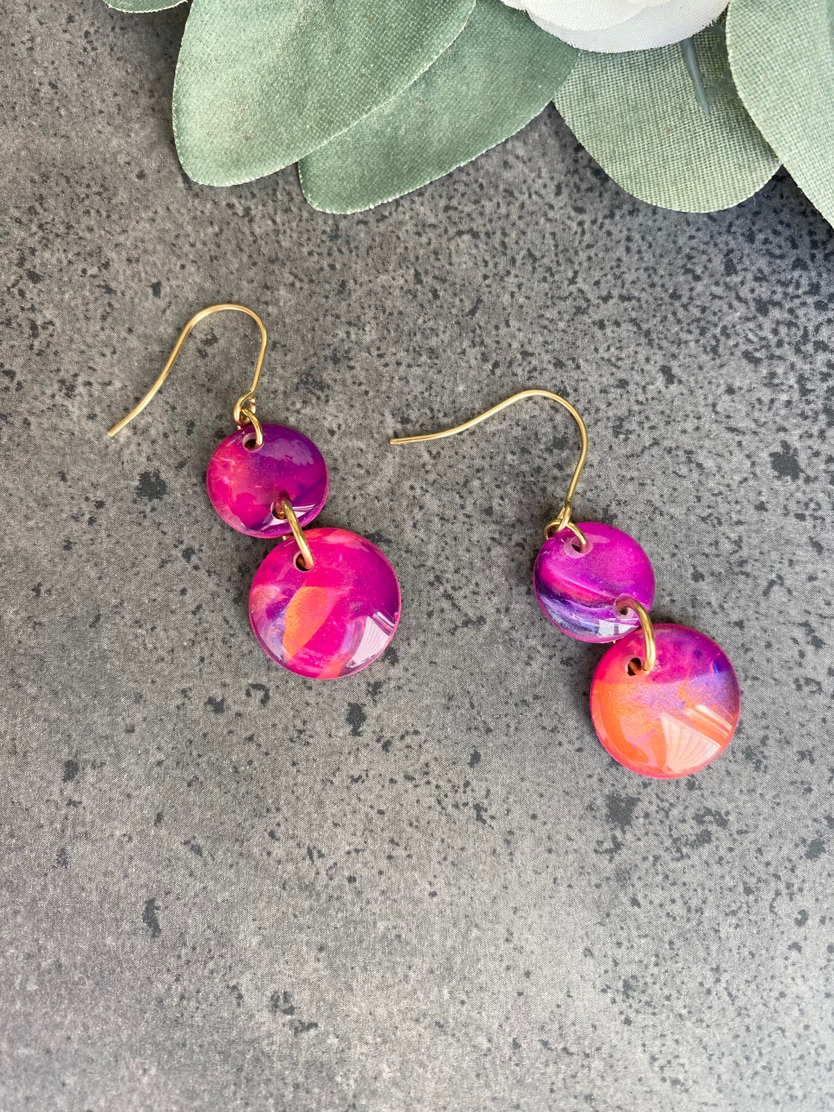 Stunning Cerise Copper Purple Earrings