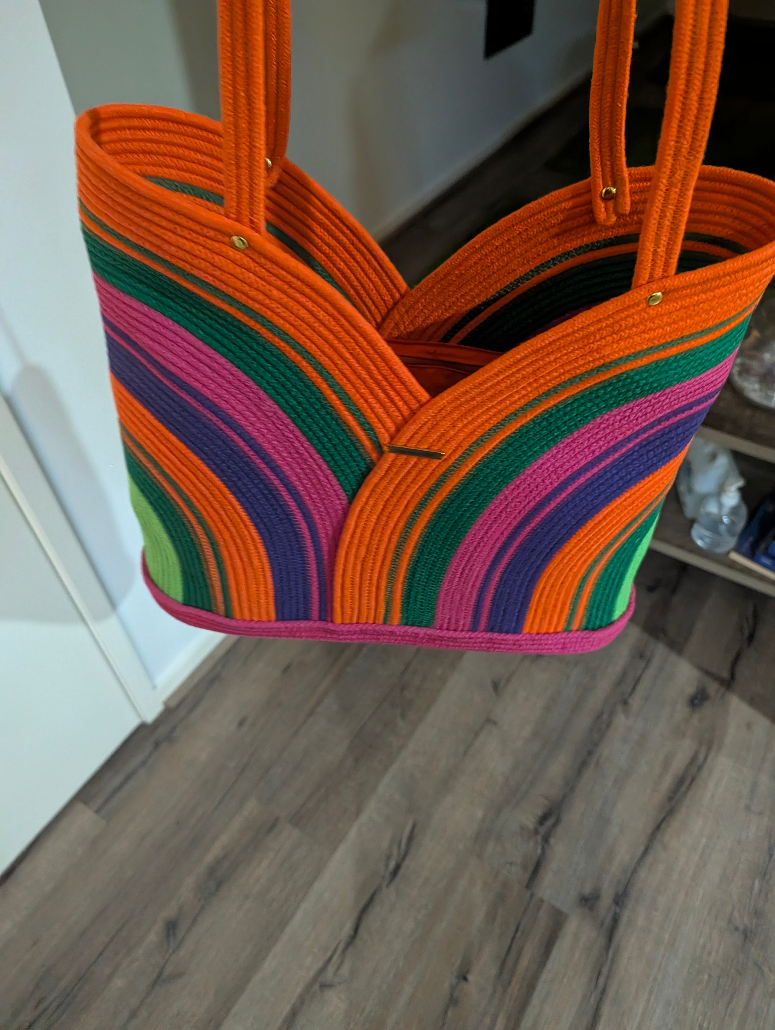 Lagoon Large Handmade Cotton Cord Tote Bag