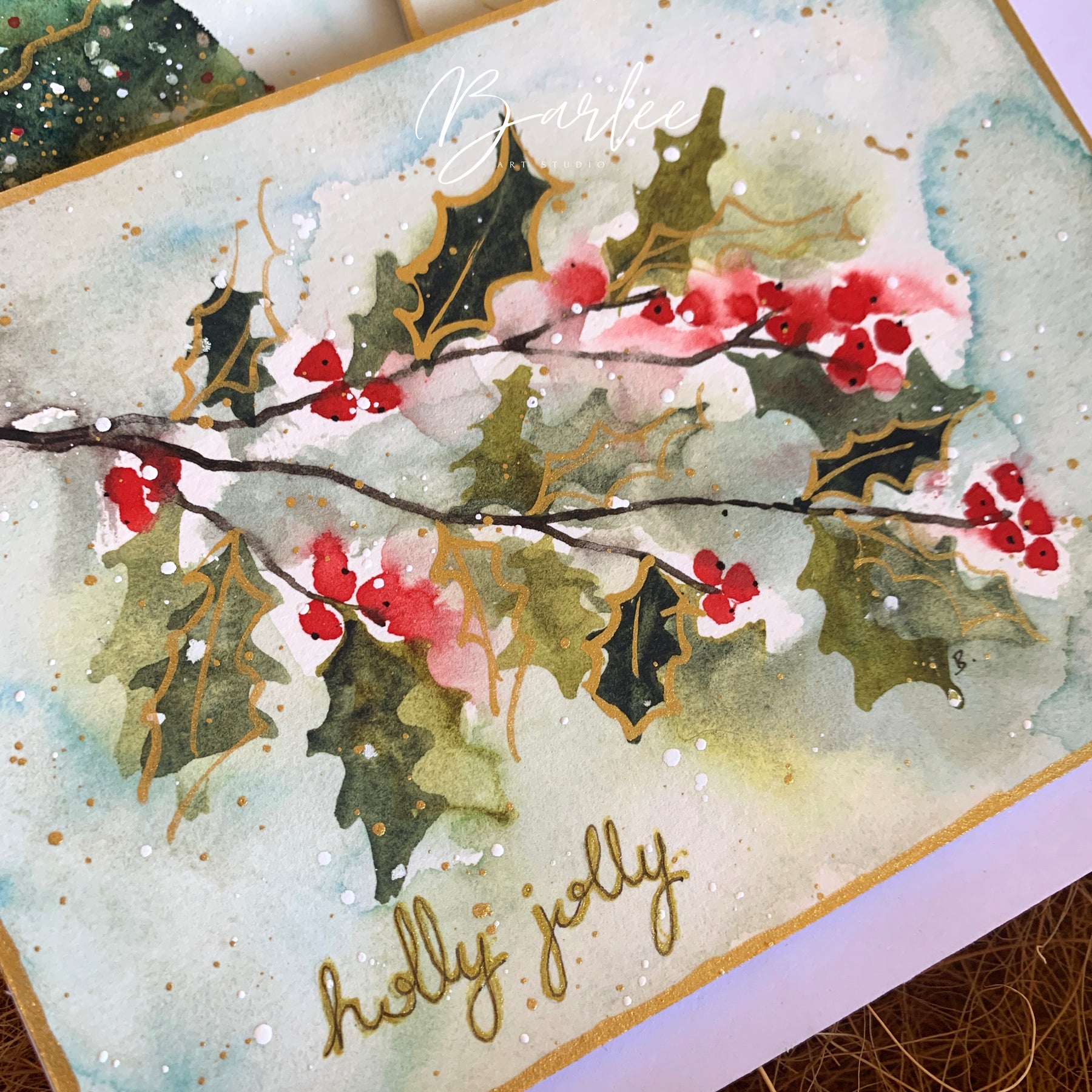 Set of 3 Hand-Painted Christmas Cards - One-of-a-Kind.