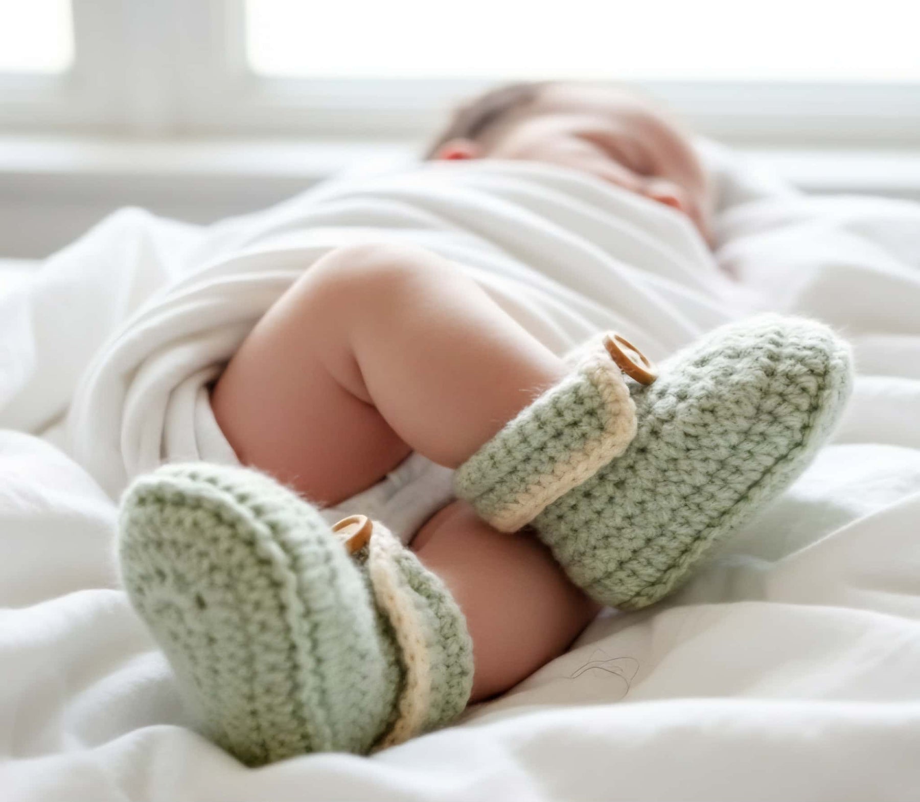 Baby Booties | Sage Green | Newborn | Crochet | Knit | Shoes | Socks