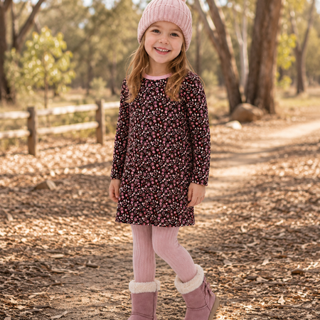 Girls Long Sleeve Dolman Dress | Handmade Winter T-Shirt Dress