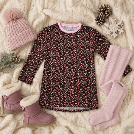 Girls Long Sleeve Dolman Dress | Handmade Winter T-Shirt Dress