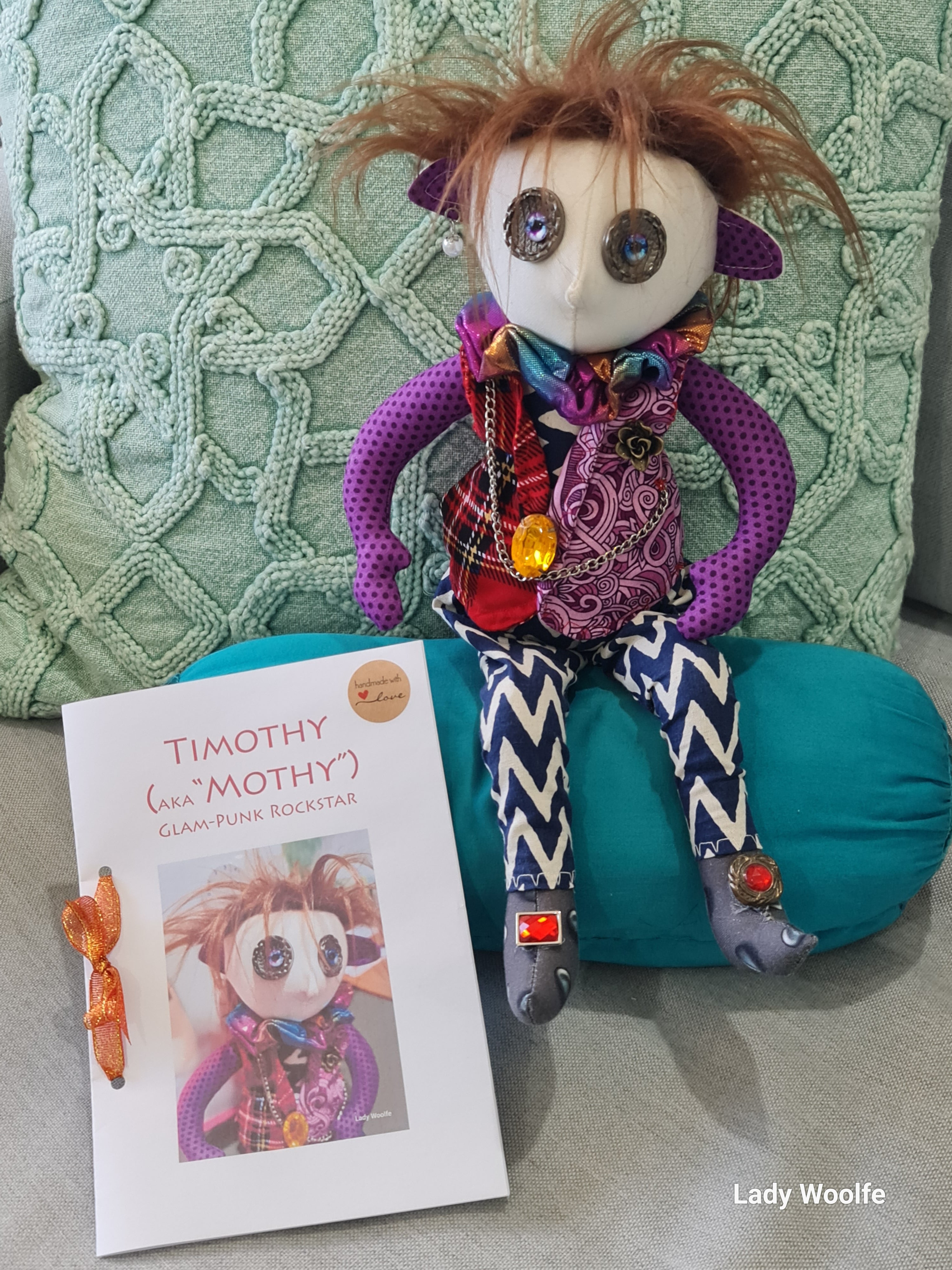 Handmade Art Doll, Timothy the Glam-Punk Rocker