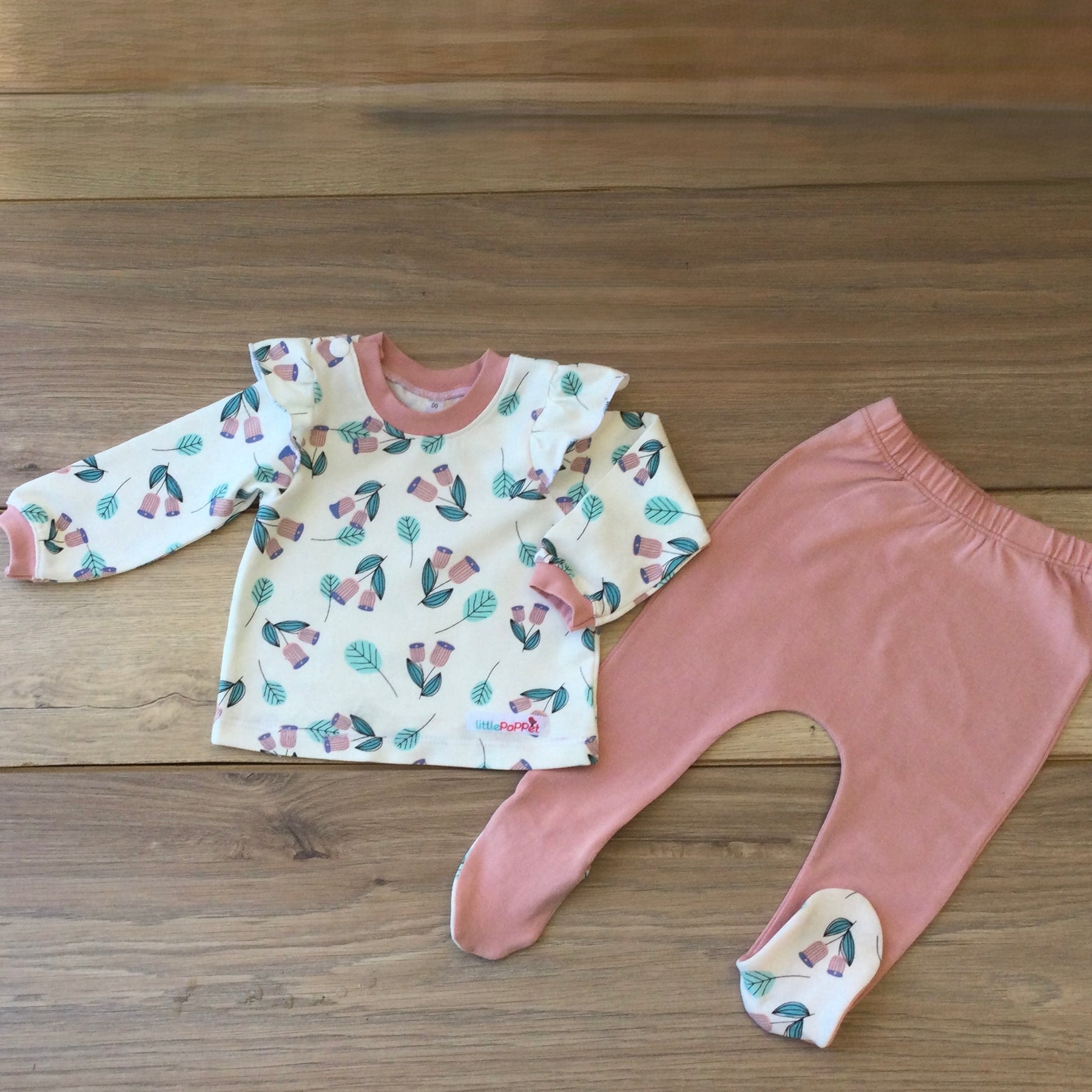 Baby Pink Gumnut Ruffle Top and Leggings Set