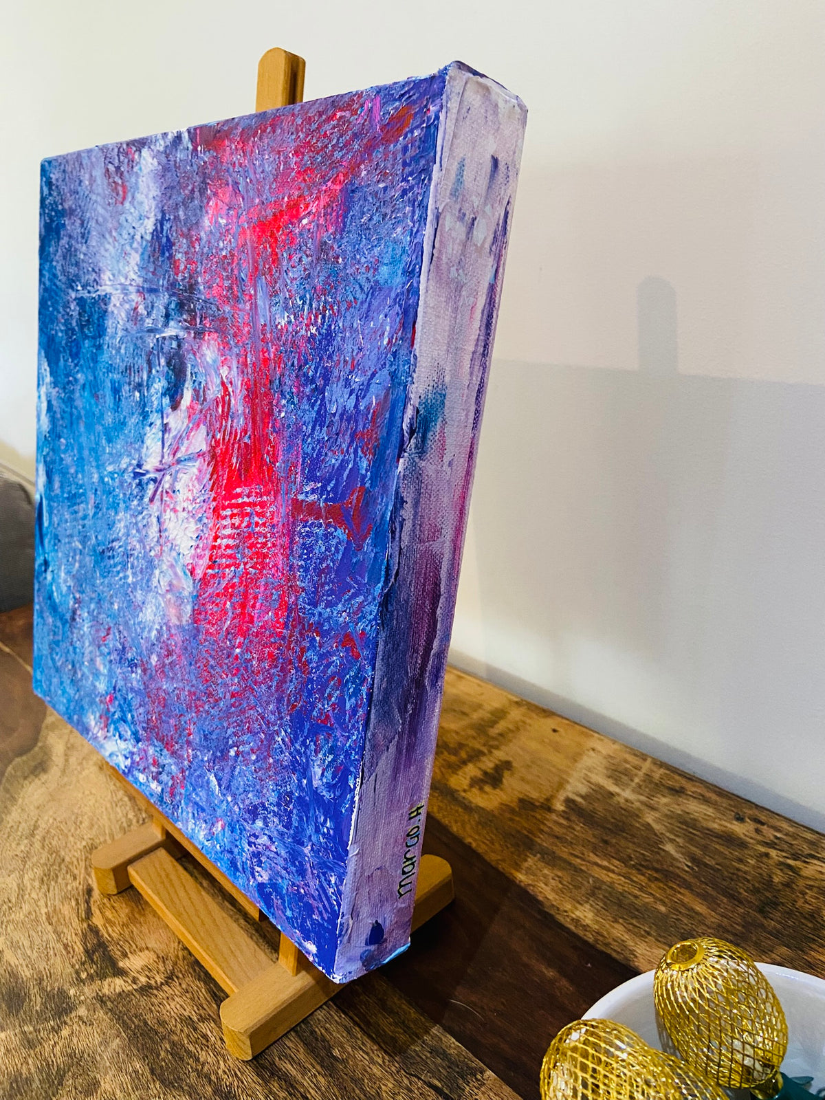 3D Abstract Acrylic Canvas Painting: Colorful Wall Art by Margo Humphries (30.5x30.5cm)