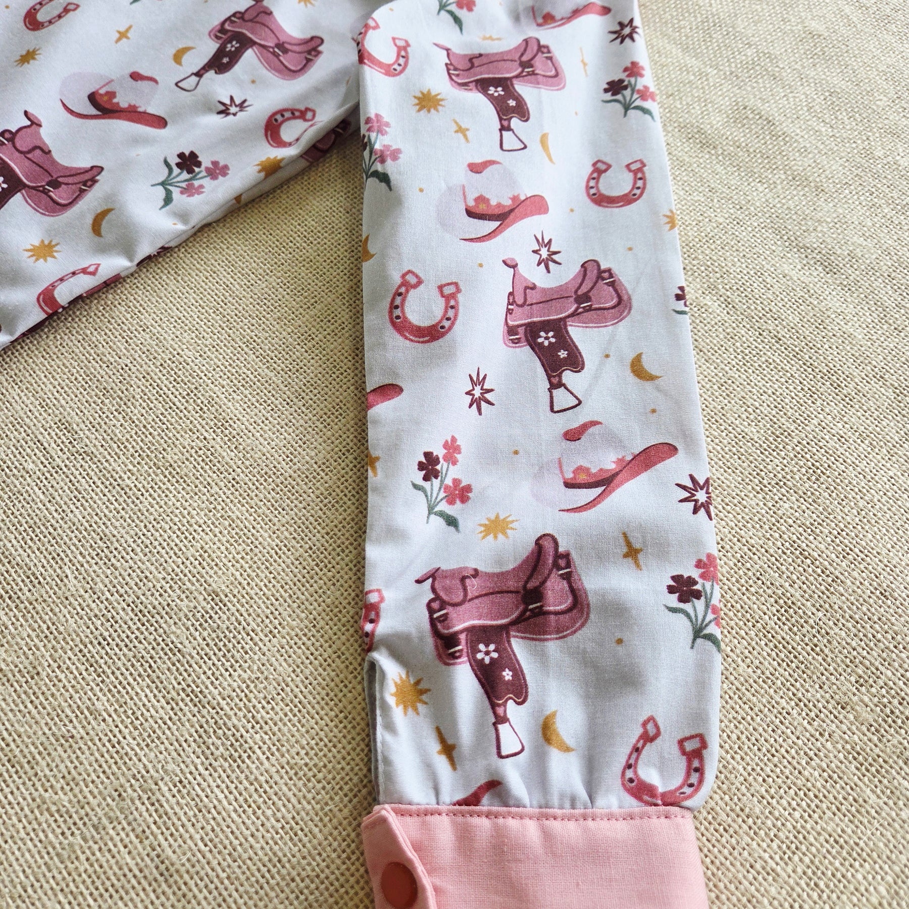 "Little Cowgirl" — Western-Rodeo Themed Button‑Up Shirt (Size 5 Years)