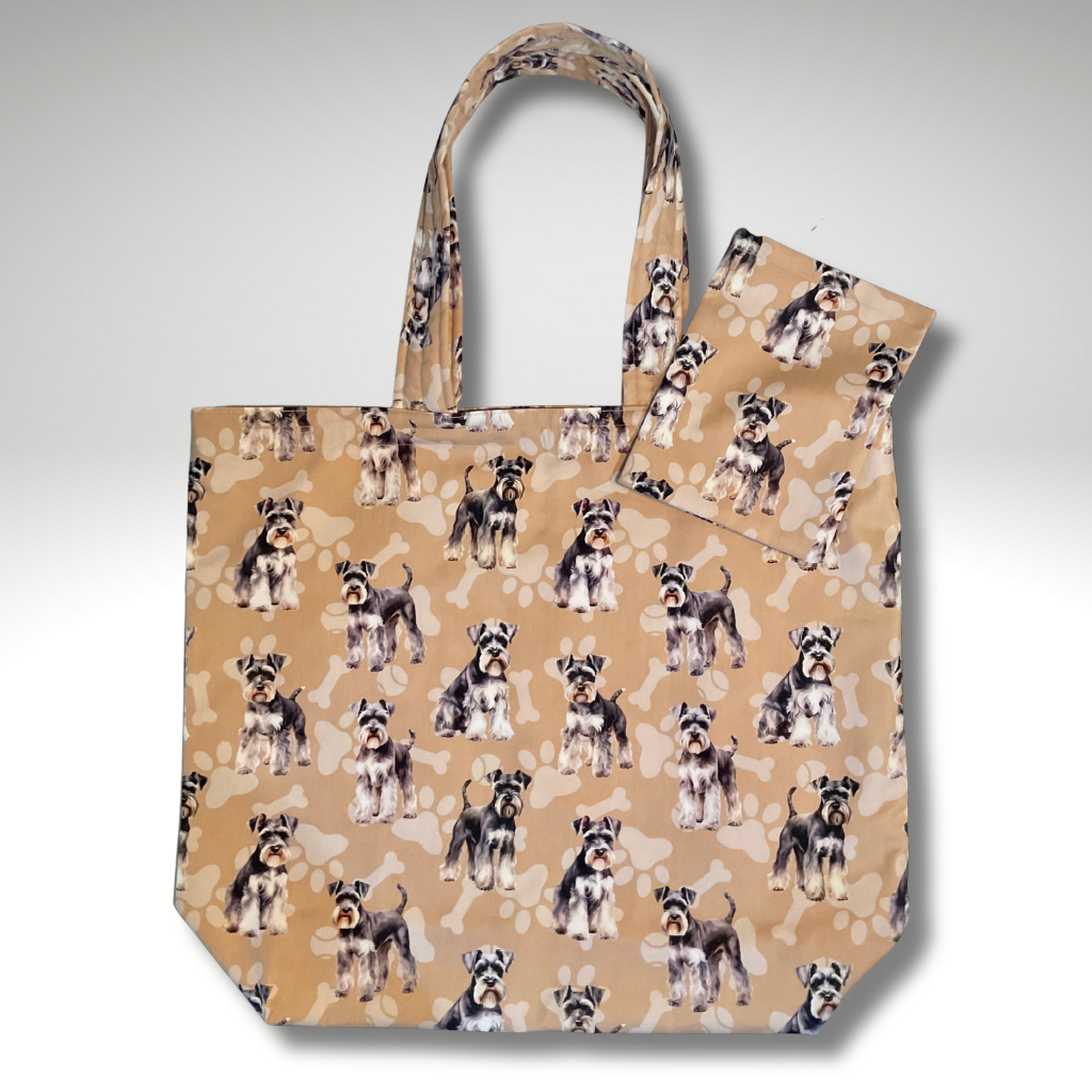 Grocery Tote ... Schnauzer ... Lined with storage bag