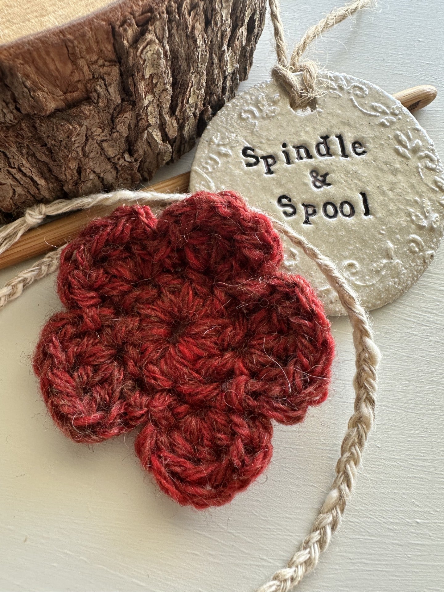 Handspun Crocheted Flower Bookmarks