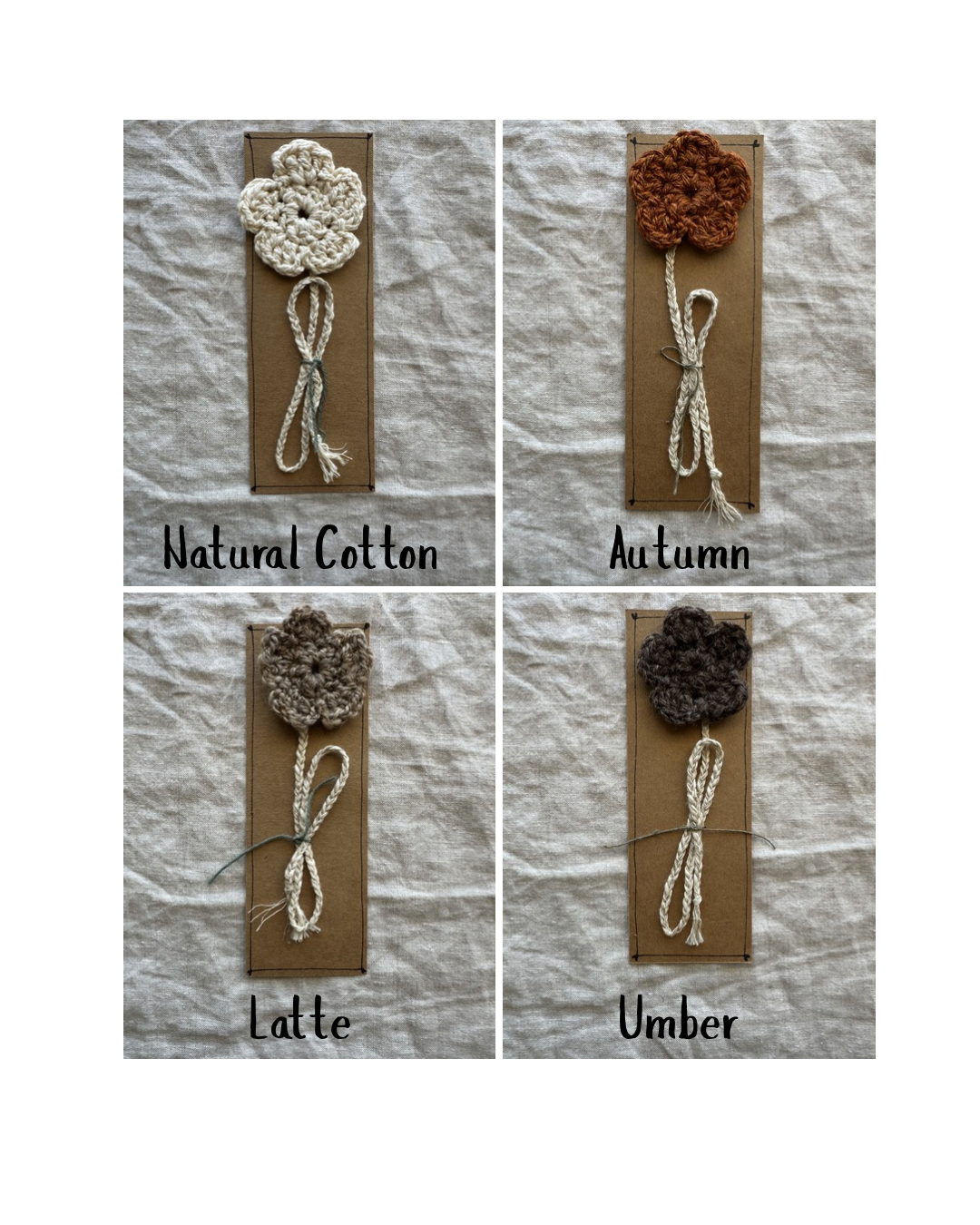 Handspun Crocheted Flower Bookmarks