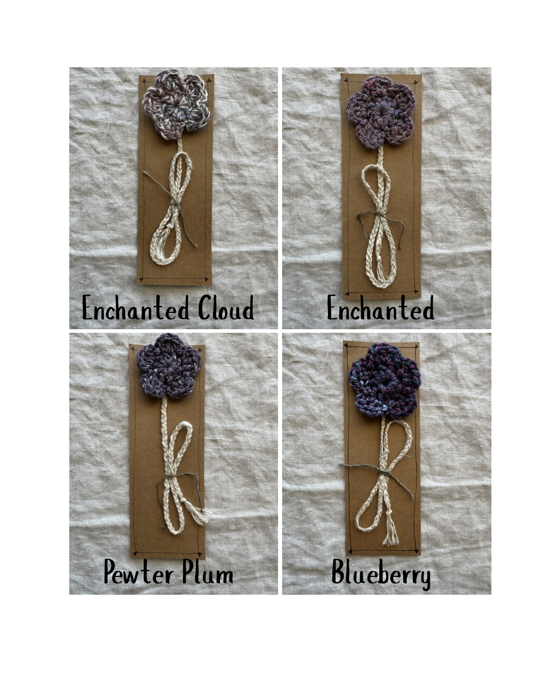 Handspun Crocheted Flower Bookmarks