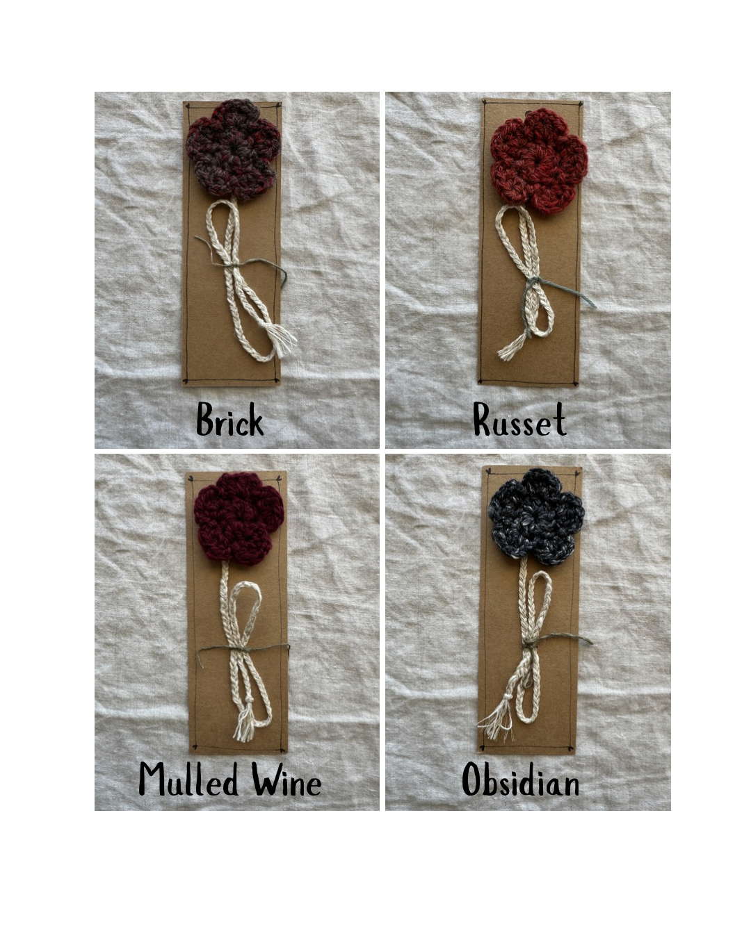 Handspun Crocheted Flower Bookmarks