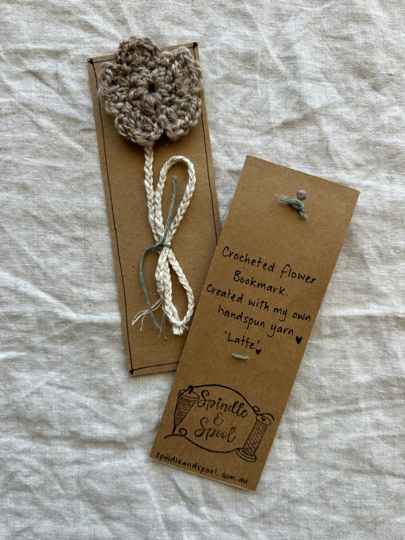 Handspun Crocheted Flower Bookmarks