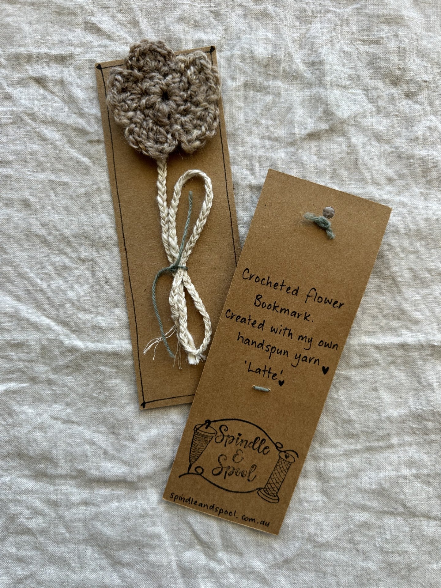 Handspun Crocheted Flower Bookmarks