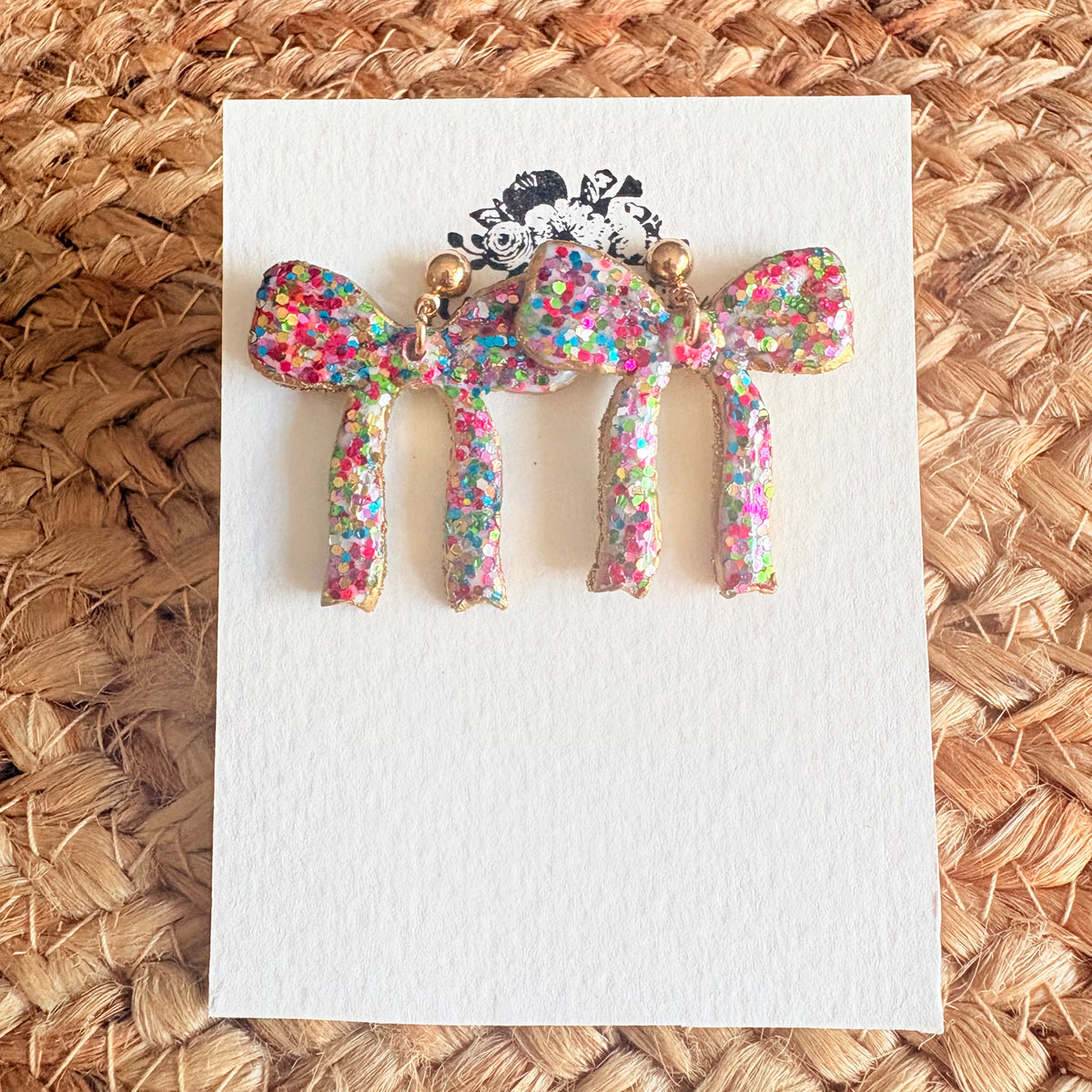 Colourful Sparkly Bow Earrings