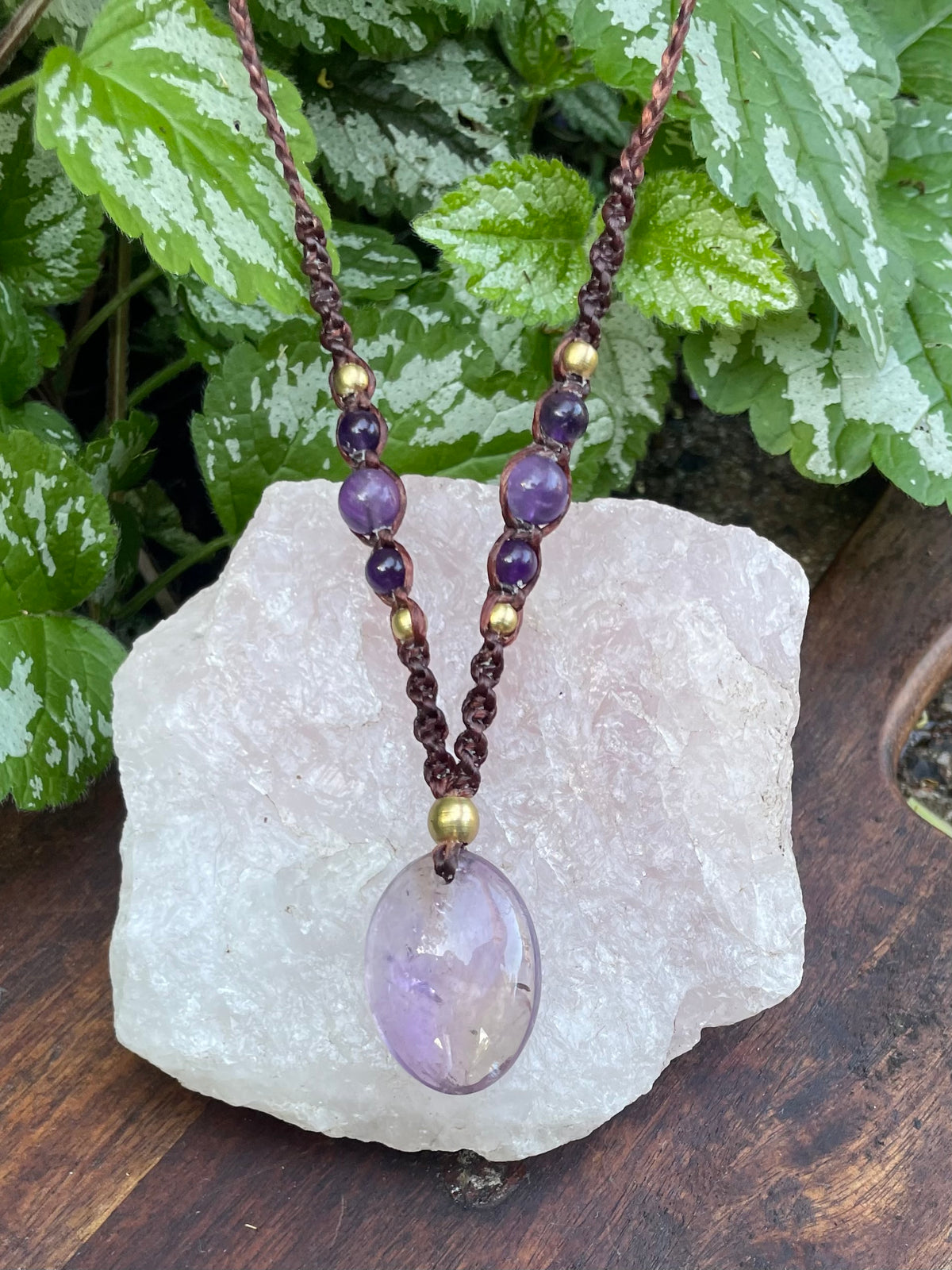 Amethyst Pendant, Macrame necklace