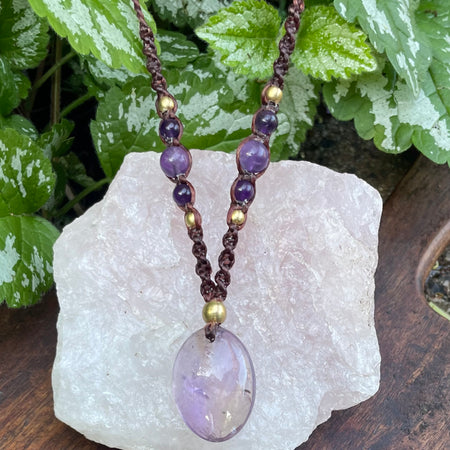 Amethyst Pendant, Macrame necklace
