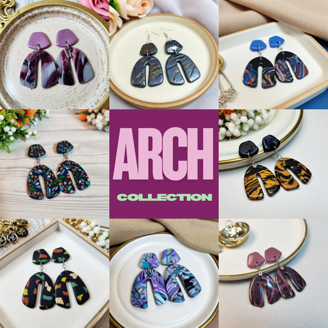 Handmade Polymer Clay Statement Studs Arch Collection Earrings