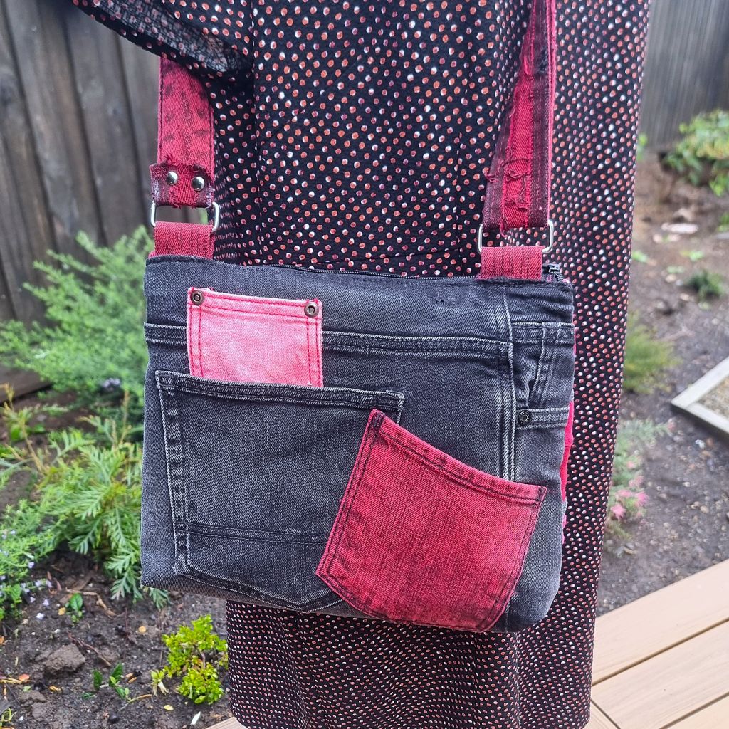 Upcycled Patched Red & Pink Crossbody