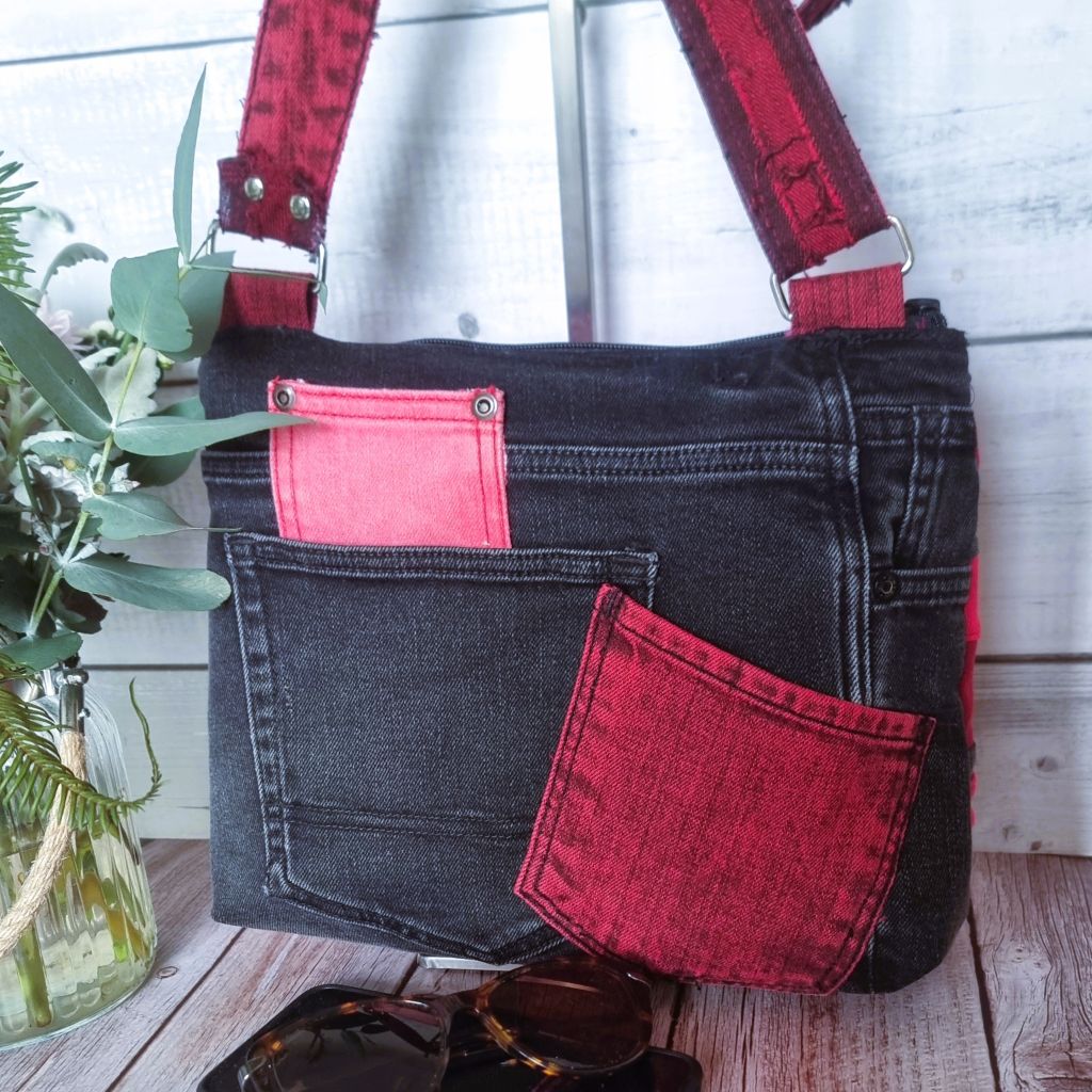Upcycled Patched Red & Pink Crossbody