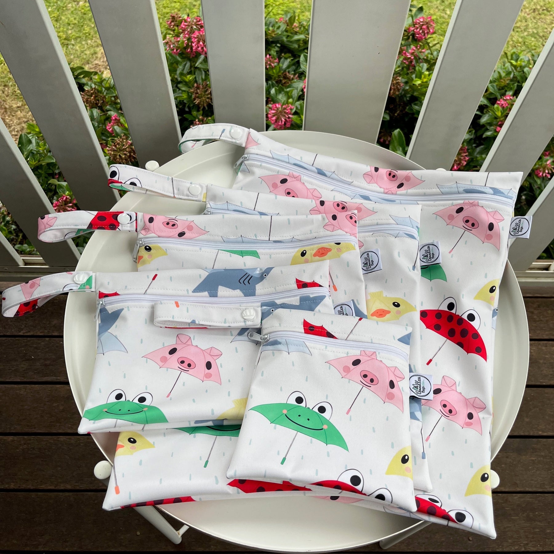 READY MADE Water-resistant wet bags - Bugs and Brollies (Toto and Dotty Designs)  | Ready to ship | FREE Postage
