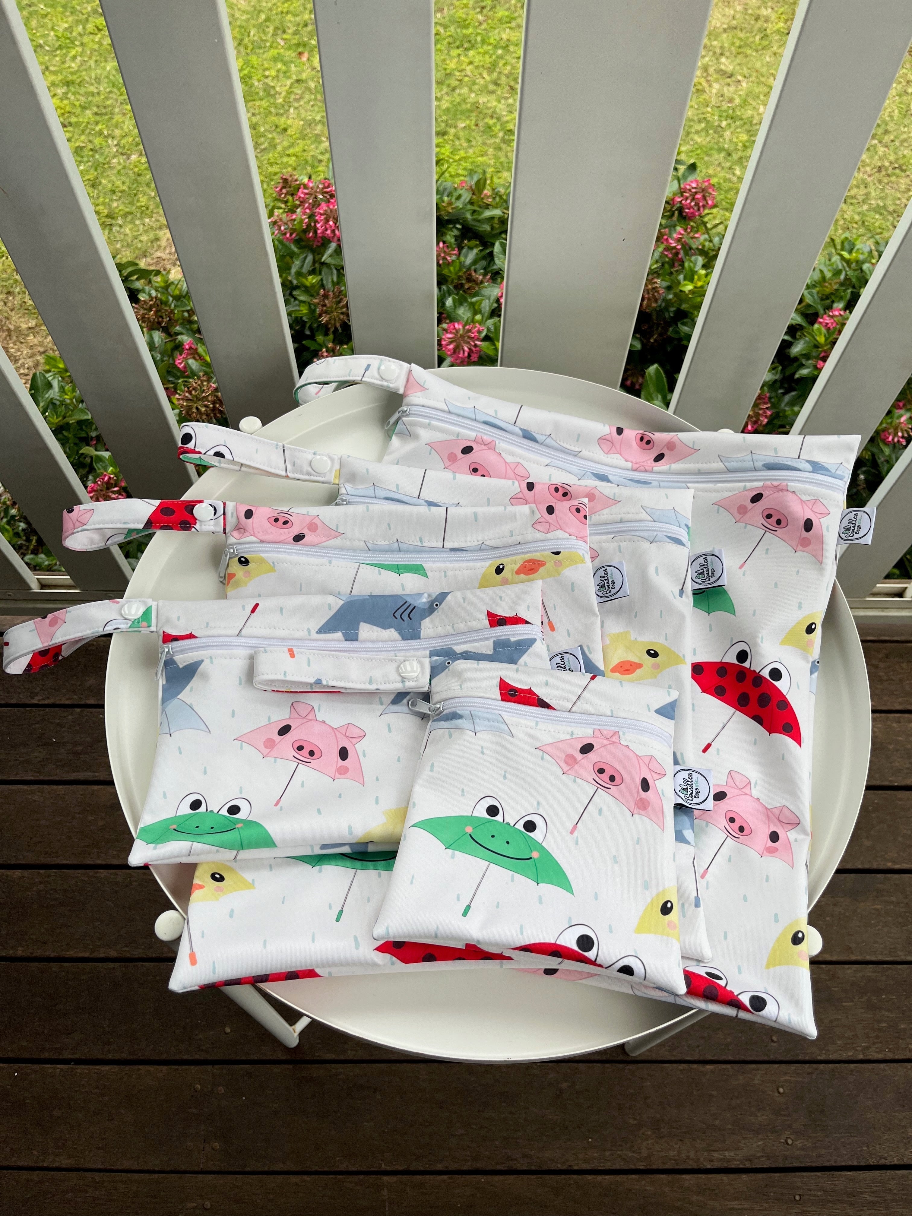 READY MADE Water-resistant wet bags - Bugs and Brollies (Toto and Dotty Designs)  | Ready to ship | FREE Postage