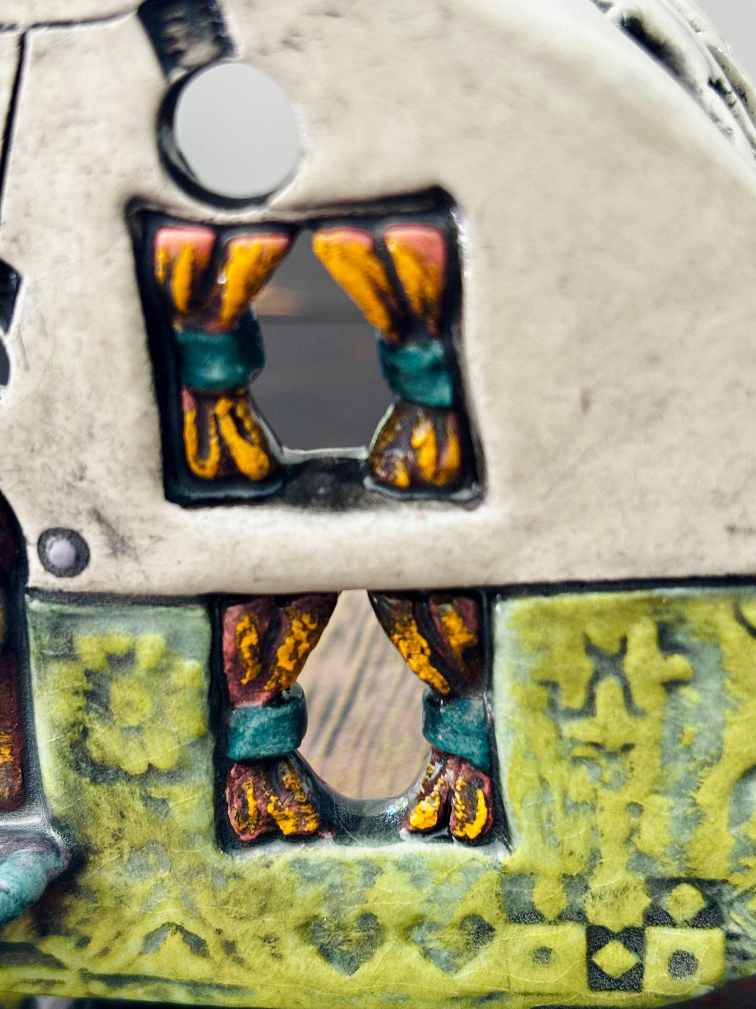 Handmade Ceramic Caravan Tea Light Lantern (Green)