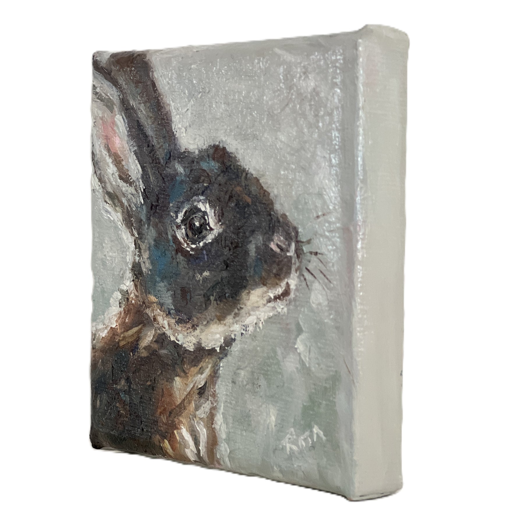 Little Black Rabbit – Original Miniature Bunny Painting
