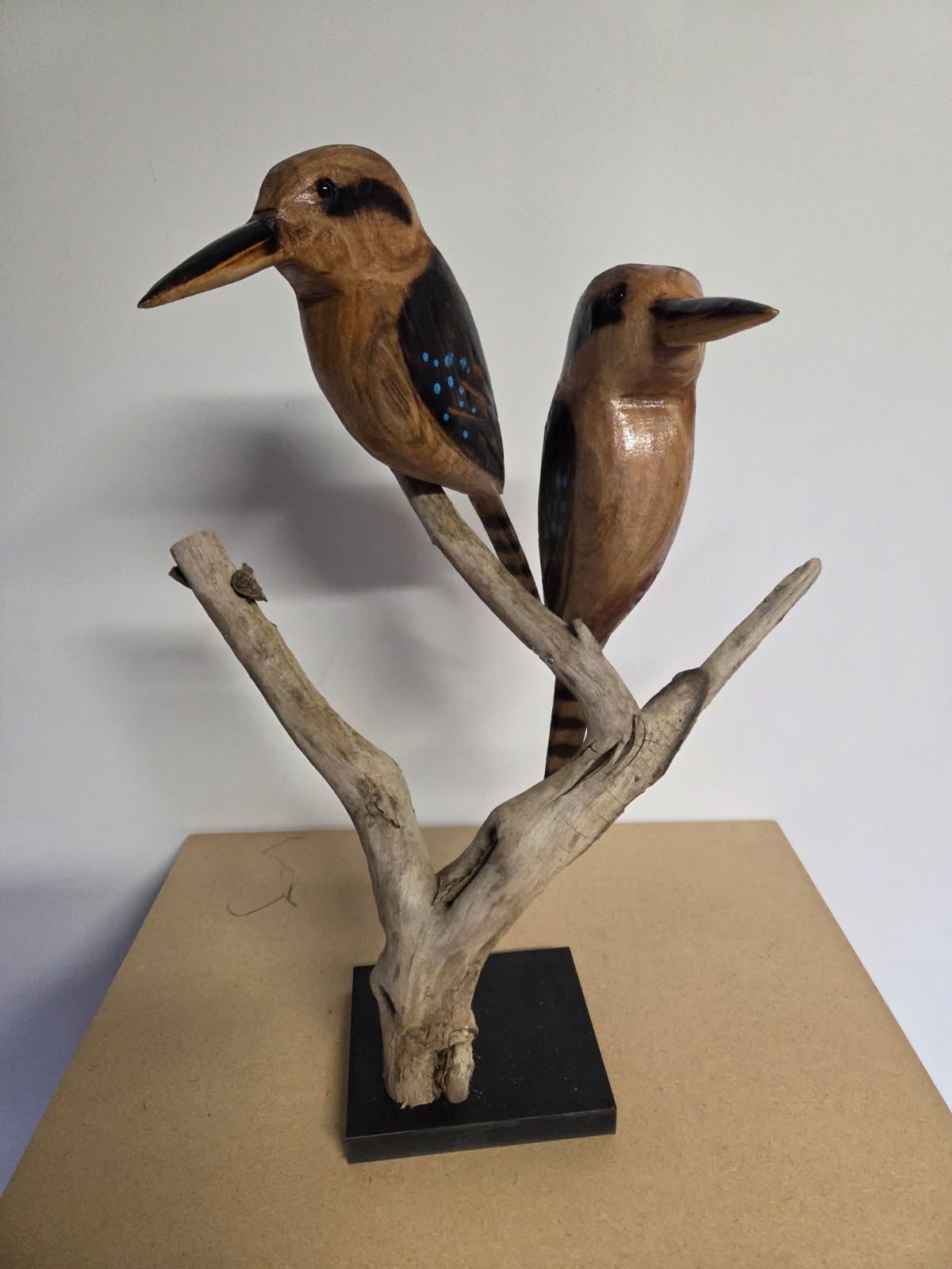 Hand carved Kookaburra Pair