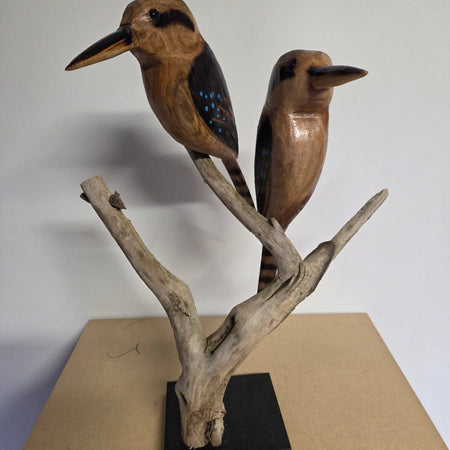 Hand carved Kookaburra Pair