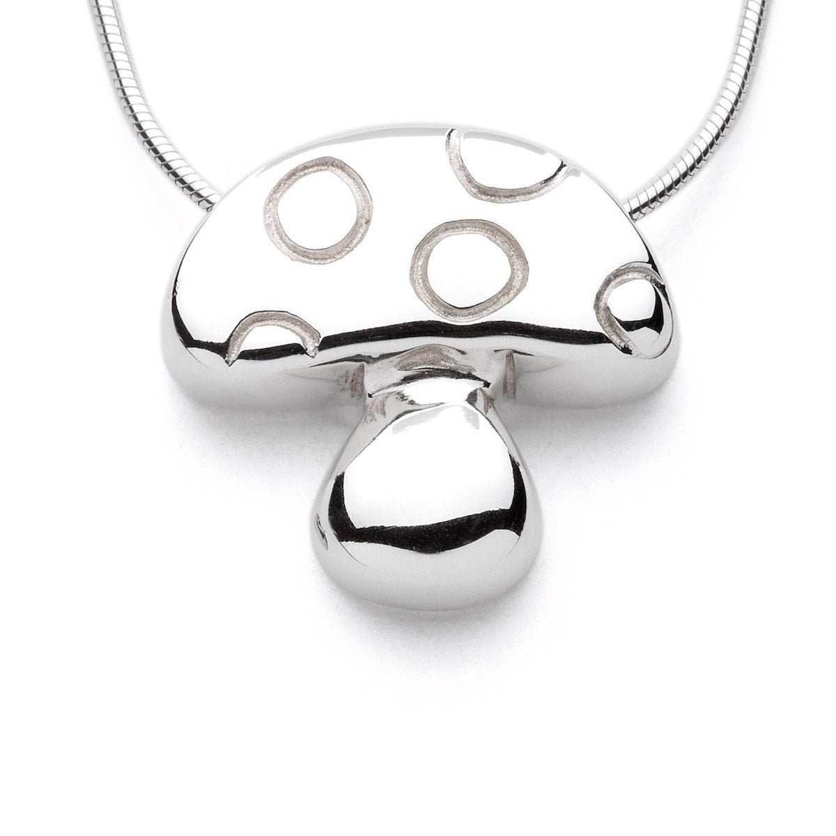 Limited Edition - Mushroom - Handmade Sterling Silver Pendant with Snake Chain