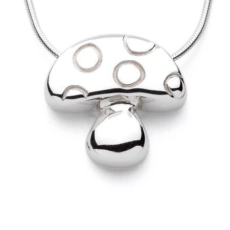 Limited Edition - Mushroom - Handmade Sterling Silver Pendant with Snake Chain