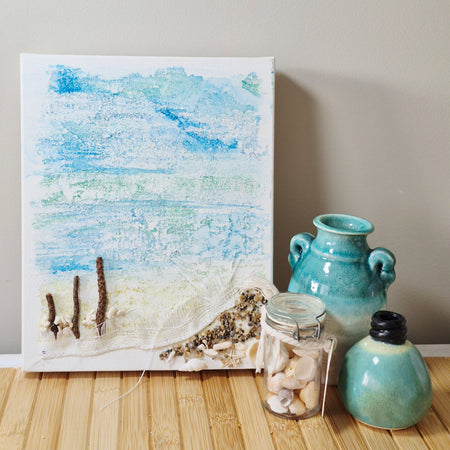 The Beach Mixed Media Art