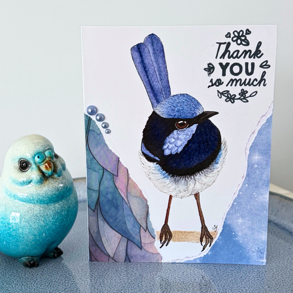 Superb wren "Thank you so much" card